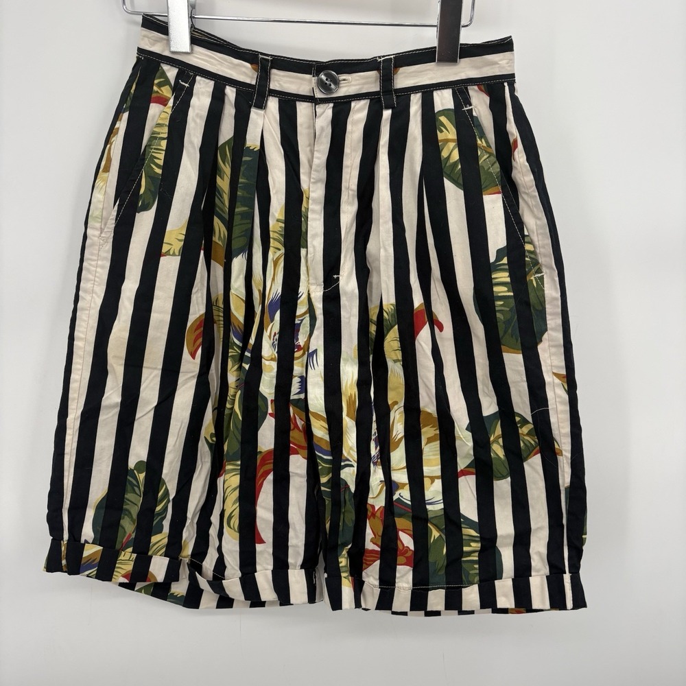 Vtg Calvin Klein Floral Shorts Womens 26" 8" In Stripped High Rise 90's Boho #1H